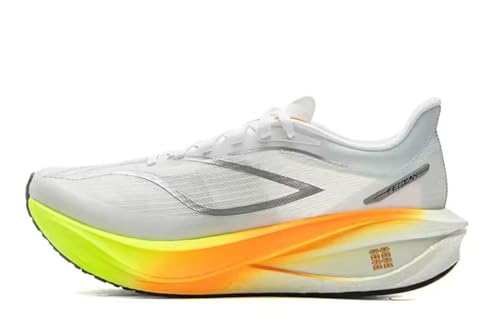 LI-NING FEIDIAN 5 Challenger Damen Laufschuhe Boom Fiber Leichte Atmungsaktive Anti-Rutsch Racing Sneaker ARMV002 Standard Weiß/Gelb/Orange EU 38 1/3 von LI-NING