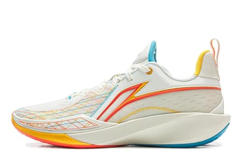 LI-NING Herren Basketballschuh Verschleißfest Stabile Mode Sportschuhe Shining 2 Weiß/Orange EU 41 von LI-NING