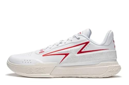 LI-NING Herren Basketballschuhe Professionelle Anti-Rutsch Und Stoßdämpfende Herren Sneaker Wade Flash Serie Weiß Rot EU 45 von LI-NING
