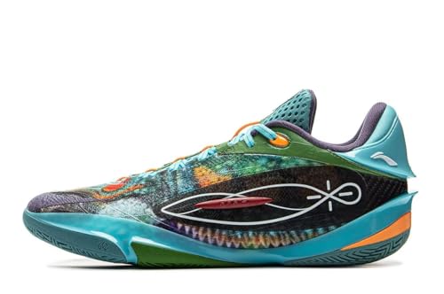 LI-NING Herren Basketballschuhe rutschfest Verschleißfest Professionelle Sportschuhe Wade 808 5 Ultra Serie Grün/Blau EU 47 2/3 von LI-NING