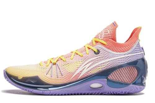 LI-NING Herren Basketballschuhe rutschfest Verschleißfest Professionelle Sportschuhe Wade 808 III Ultra V2 Serie Orange/Violett EU 41 von LI-NING
