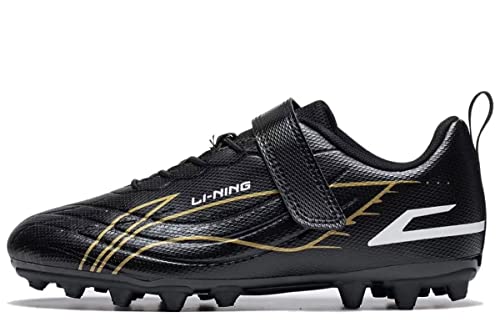 LI-NING Jungen Mädchen Fußballschuhe Outdoorschuhe Anti-Rutsch Sneaker Kinder Fussballschuhe Schwarz YKGT002-7 EU 35 von LI-NING