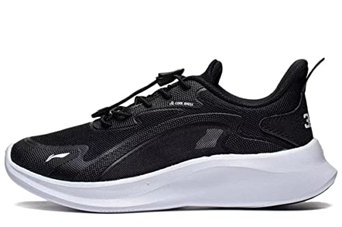 LI-NING Jungen Mädchen Sneaker Atmungsaktiver Sportschuhe Kinder Freizeitschuhe Schwarz YKCT078-7 EU 35 von LI-NING