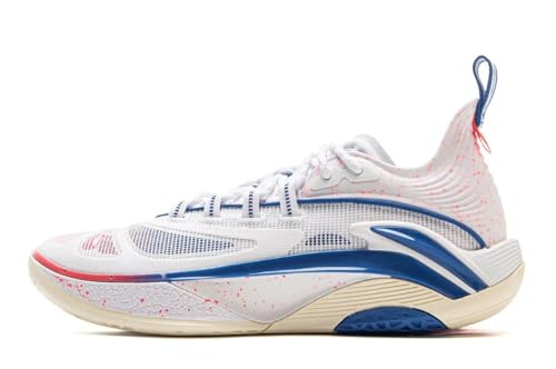 LI-NING Leichte Basketballschuhe für Herren mit hohem Rebound Professionelle Sportschuhe mit Dämpfung und Stabilität BAD5 Dominator I SUPER Series Weiß Blau Rot EU 46 1/3 von LI-NING