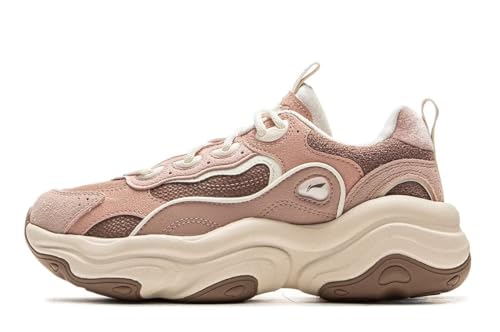 LI-NING MIA 2 Frauen Klassische Casual Schuhe Mode Dicke Sohle Höhe Erhöhung Freizeitschuhe Braune Rose Rosa EU 37 2/3 von LI-NING