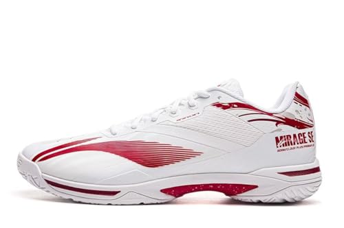 LI-NING Mirage SE Unisex Badminton Schuhe Komfortable Freizeit Mode Atmungsaktive rutschfeste Sneakers Weiß/Rot EU 41 2/3 von LI-NING