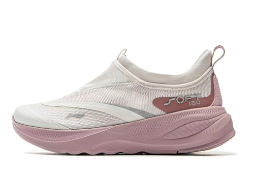LI-NING Soft GO 2 Damen Casual Schuhe Bequeme einfache modische Freizeitschuhe Weißes Sandgrau EU 37 von LI-NING