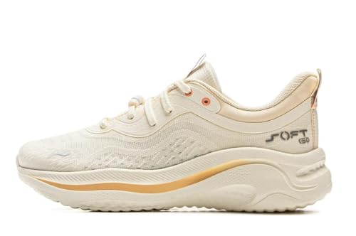 LI-NING Soft GO 2 WMS Damen Casual Schuhe Cloud-Soft Komfortable Minimalistische Sneakers Tägliche Bekleidung Beige Weiß EU 37 von LI-NING