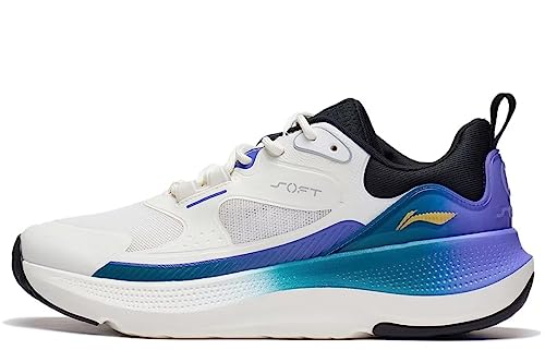 LI-NING Soft GO Herren Sneaker Trendige Freizeitschuhe Komfort Bequem Sportschuhe Weiß Blau AGLT125-1H EU 46 1/3 von LI-NING