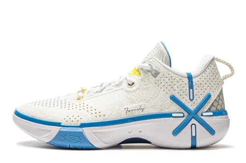 LI-NING Wade Shadow 6 Serie Herren-Basketballschuhe Futter rutschfest Professionelle Stoßdämpfung Sneaker Sportschuhe Weiß Blau EU 43 2/3 von LI-NING