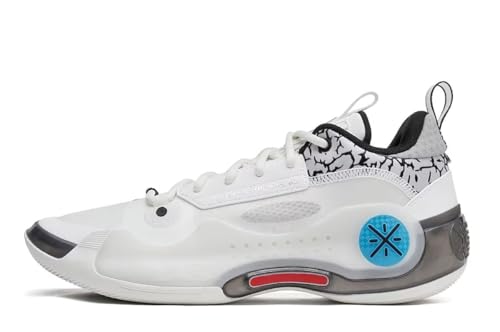 LI-NING Way of Wade 10 Serie Black Flash Herren-Basketballschuhe Futter rutschfest Professionelle Stoßdämpfung Sneaker Sportschuhe Weiß Schwarz Blau EU 41 von LI-NING