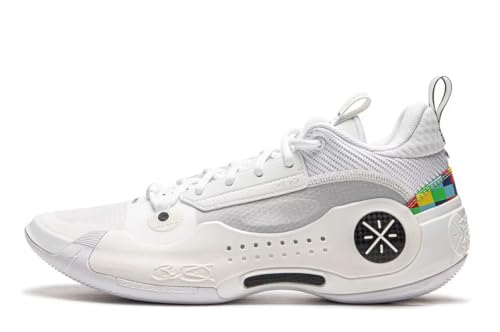 LI-NING Way of Wade 10 Serie Rainbow Herren-Basketballschuhe Futter rutschfest Professionelle Stoßdämpfung Sneaker Sportschuhe Weiß EU 42 1/3 von LI-NING
