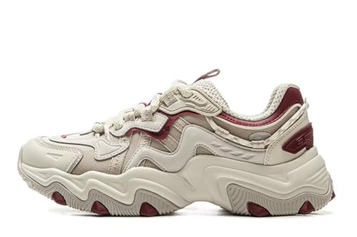 LI-NING X-Claw LITE 2 Damen Innensamt Warme Klassische Casual Schuhe Mode Dicke Sohle Höhenerhöhende Schuhe Wolkengrau dunkelrot EU 37 von LI-NING
