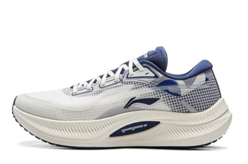LI-NING YUEYING4 Männer Laufschuhe Anti Splash Stoßdämpfende Rebound Casual Sportschuhe Milchweiß Navy Blue EU 42 1/3 von LI-NING