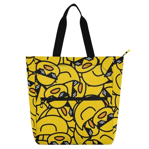 LI ZHI XIN Damen Handtaschen Shopper Tote Bag School Wiederverwendbar Arbeit Alltag Tasche Wasserdicht Oxford Mit ReißVerschluss 3 Pockets Enten-Tiermuster von LI ZHI XIN
