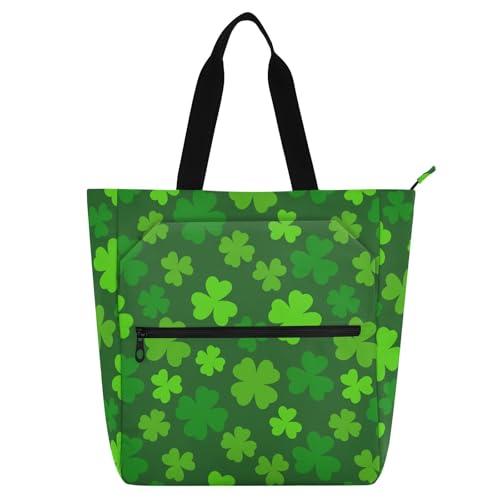 LI ZHI XIN Damen Handtaschen Shopper Tote Bag School Wiederverwendbar Arbeit Alltag Tasche Wasserdicht Oxford Mit ReißVerschluss 3 Pockets Grünes Blumen-Muster von LI ZHI XIN