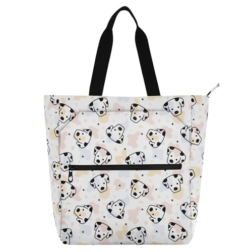 LI ZHI XIN Damen Handtaschen Shopper Tote Bag School Wiederverwendbar Arbeit Alltag Tasche Wasserdicht Oxford Mit ReißVerschluss 3 Pockets Hund-Tiermuster von LI ZHI XIN