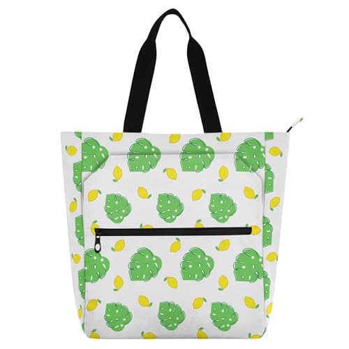 LI ZHI XIN Damen Handtaschen Shopper Tote Bag School Wiederverwendbar Arbeit Alltag Tasche Wasserdicht Oxford Mit ReißVerschluss 3 Pockets Monstera-Deliciosa-Muster von LI ZHI XIN