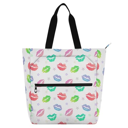 LI ZHI XIN Damen Handtaschen Shopper Tote Bag School Wiederverwendbar Arbeit Alltag Tasche Wasserdicht Oxford Mit ReißVerschluss 3 Pockets Süße Lippen-Muster LI ZHI XIN Damen Handtaschen Shopper Tote Bag School Wiederverwendbar Arbeit Alltag Tasche Wasserdicht Oxford Mit ReißVerschluss 3 Pockets Süße Lippen-Muster von LI ZHI XIN