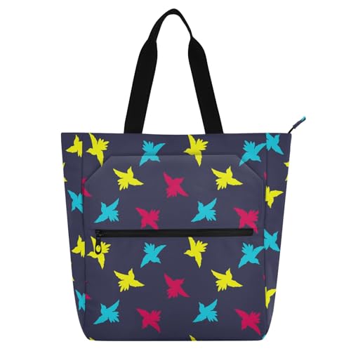 LI ZHI XIN Damen Handtaschen Shopper Tote Bag School Wiederverwendbar Arbeit Alltag Tasche Wasserdicht Oxford Mit ReißVerschluss 3 Pockets Tier Vogel Muster von LI ZHI XIN