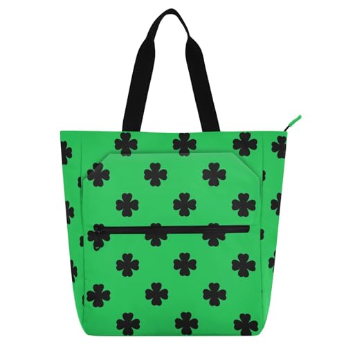 LI ZHI XIN Damen Handtaschen Shopper Tote Bag School Wiederverwendbar Arbeit Alltag Tasche Wasserdicht Oxford Mit ReißVerschluss 3 Pockets Vierblättriger Klee-Muster von LI ZHI XIN