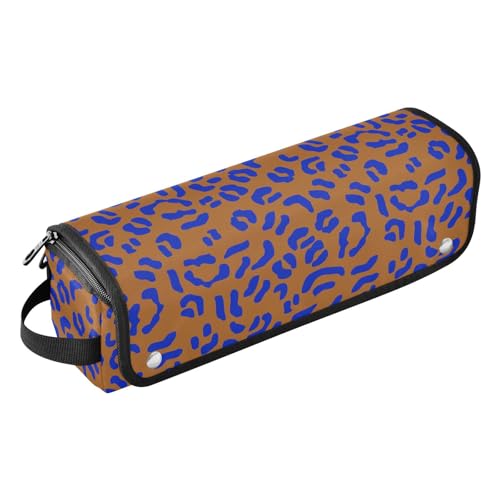 LI ZHI XIN Haartrockner Glätteisen Locken Aufbewahrungstasche mit hitzebeständiger Matte Haarwerkzeuge Reisetasche 2 in 1 Hair Tools Organizer Friseurtaschen Blaues Leopardendruck-Muster von LI ZHI XIN