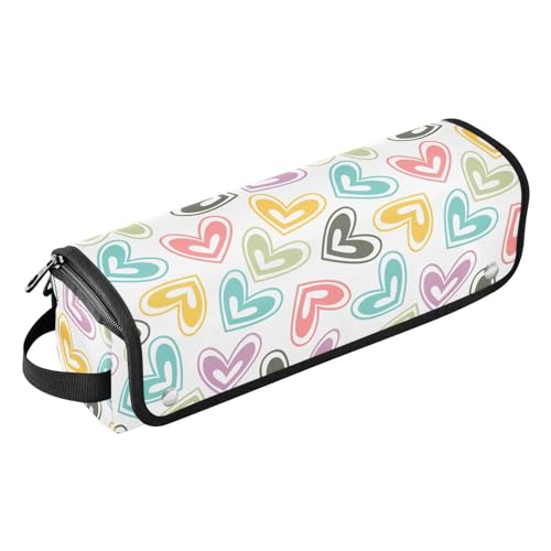 LI ZHI XIN Haartrockner Glätteisen Locken Aufbewahrungstasche mit hitzebeständiger Matte Haarwerkzeuge Reisetasche 2 in 1 Hair Tools Organizer Friseurtaschen Bunte herzförmige Muster von LI ZHI XIN