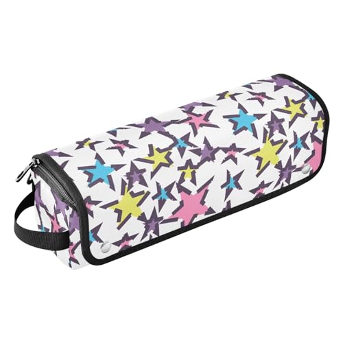 LI ZHI XIN Haartrockner Glätteisen Locken Aufbewahrungstasche mit hitzebeständiger Matte Haarwerkzeuge Reisetasche 2 in 1 Hair Tools Organizer Friseurtaschen Bunter Stern-Muster von LI ZHI XIN