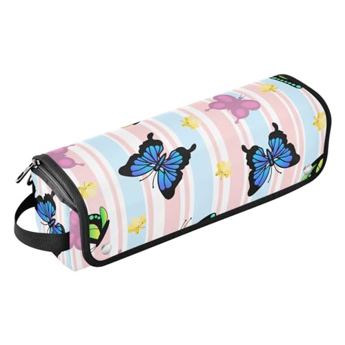 LI ZHI XIN Haartrockner Glätteisen Locken Aufbewahrungstasche mit hitzebeständiger Matte Haarwerkzeuge Reisetasche 2 in 1 Hair Tools Organizer Friseurtaschen Buntes Schmetterling-Muster von LI ZHI XIN