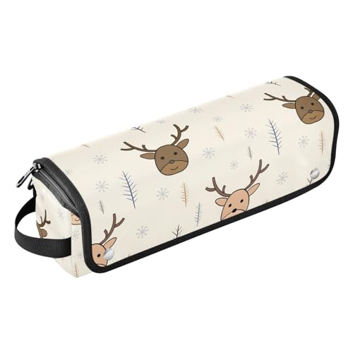 LI ZHI XIN Haartrockner Glätteisen Locken Aufbewahrungstasche mit hitzebeständiger Matte Haarwerkzeuge Reisetasche 2 in 1 Hair Tools Organizer Friseurtaschen Elch-Schneeflocken-Weihnachts von LI ZHI XIN