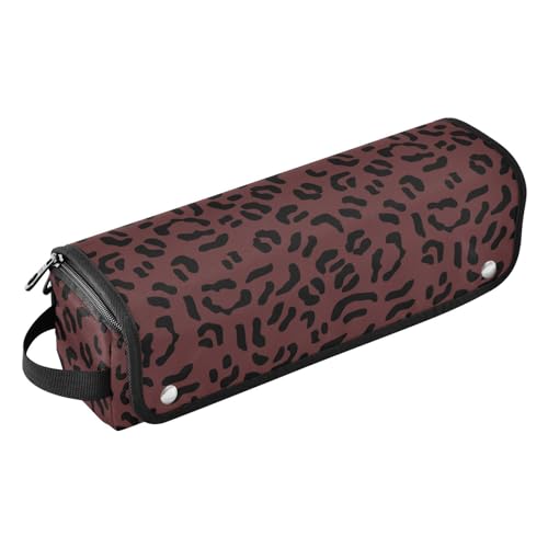 LI ZHI XIN Haartrockner Glätteisen Locken Aufbewahrungstasche mit hitzebeständiger Matte Haarwerkzeuge Reisetasche 2 in 1 Hair Tools Organizer Friseurtaschen Leopard Stripe Rot Farbe von LI ZHI XIN