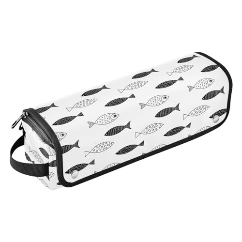 LI ZHI XIN Haartrockner Glätteisen Locken Aufbewahrungstasche mit hitzebeständiger Matte Haarwerkzeuge Reisetasche 2 in 1 Hair Tools Organizer Friseurtaschen Meer Ozean Fisch-Muster von LI ZHI XIN