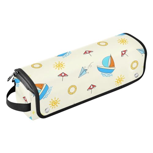 LI ZHI XIN Haartrockner Glätteisen Locken Aufbewahrungstasche mit hitzebeständiger Matte Haarwerkzeuge Reisetasche 2 in 1 Hair Tools Organizer Friseurtaschen Ozean Segelboot Cartoon-Muster von LI ZHI XIN