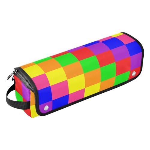LI ZHI XIN Haartrockner Glätteisen Locken Aufbewahrungstasche mit hitzebeständiger Matte Haarwerkzeuge Reisetasche 2 in 1 Hair Tools Organizer Friseurtaschen Regenbogen-Gitter-Muster von LI ZHI XIN