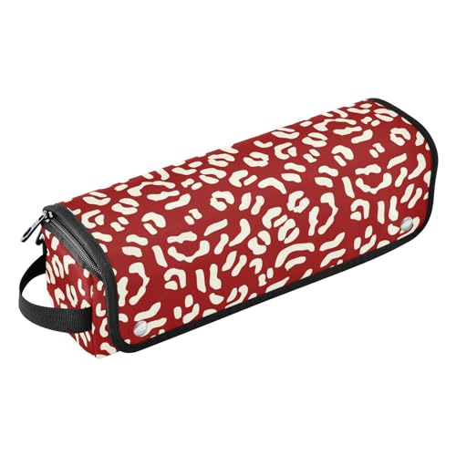 LI ZHI XIN Haartrockner Glätteisen Locken Aufbewahrungstasche mit hitzebeständiger Matte Haarwerkzeuge Reisetasche 2 in 1 Hair Tools Organizer Friseurtaschen Rotes Leopardendruck-Muster von LI ZHI XIN