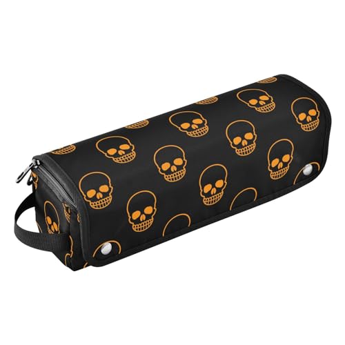 LI ZHI XIN Haartrockner Glätteisen Locken Aufbewahrungstasche mit hitzebeständiger Matte Haarwerkzeuge Reisetasche 2 in 1 Hair Tools Organizer Friseurtaschen Schädelmuster von LI ZHI XIN