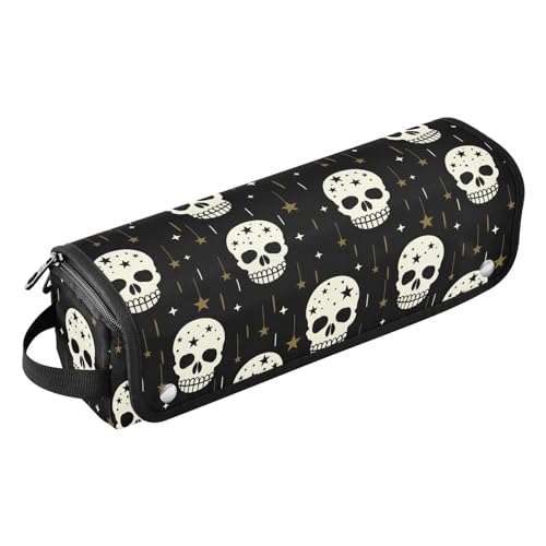 LI ZHI XIN Haartrockner Glätteisen Locken Aufbewahrungstasche mit hitzebeständiger Matte Haarwerkzeuge Reisetasche 2 in 1 Hair Tools Organizer Friseurtaschen Schädelmuster von LI ZHI XIN