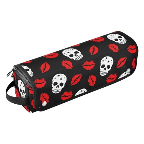 LI ZHI XIN Haartrockner Glätteisen Locken Aufbewahrungstasche mit hitzebeständiger Matte Haarwerkzeuge Reisetasche 2 in 1 Hair Tools Organizer Friseurtaschen Skelett-Lippen-Muster von LI ZHI XIN