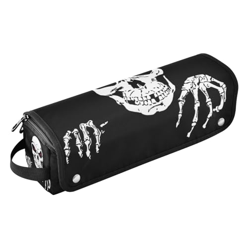 LI ZHI XIN Haartrockner Glätteisen Locken Aufbewahrungstasche mit hitzebeständiger Matte Haarwerkzeuge Reisetasche 2 in 1 Hair Tools Organizer Friseurtaschen Skelett Schädel Knochen Kopf von LI ZHI XIN