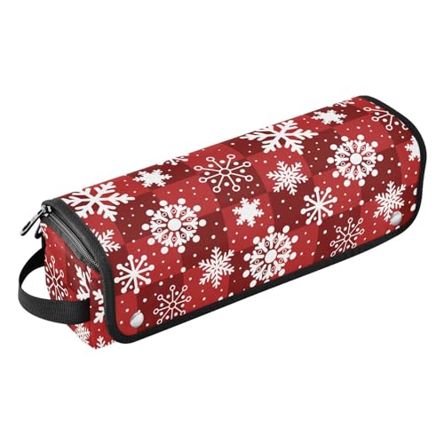 LI ZHI XIN Haartrockner Glätteisen Locken Aufbewahrungstasche mit hitzebeständiger Matte Haarwerkzeuge Reisetasche 2 in 1 Hair Tools Organizer Friseurtaschen Winter Schneeflocken Weihnachten von LI ZHI XIN