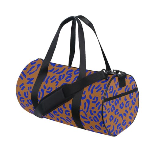 LI ZHI XIN Large Duffelbag Reisetasche Eimerform Handtasche/Schulter for Unisex Damen Herren Gym Reisen Schwimmen Blaues Leopardendruck-Muster von LI ZHI XIN