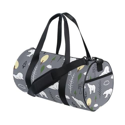 LI ZHI XIN Large Duffelbag Reisetasche Eimerform Handtasche/Schulter for Unisex Damen Herren Gym Reisen Schwimmen Eisbär-Baum-Tier-Muster von LI ZHI XIN