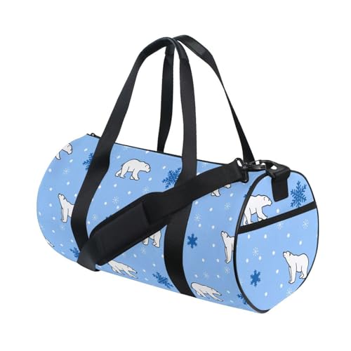 LI ZHI XIN Large Duffelbag Reisetasche Eimerform Handtasche/Schulter for Unisex Damen Herren Gym Reisen Schwimmen Eisbär-Schneeflocken-Muster von LI ZHI XIN