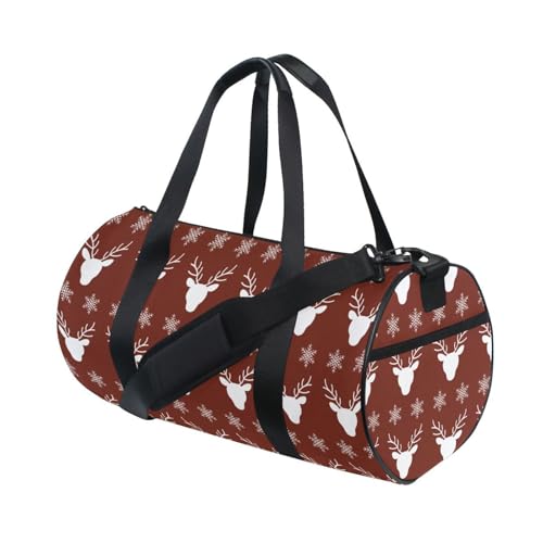 LI ZHI XIN Large Duffelbag Reisetasche Eimerform Handtasche/Schulter for Unisex Damen Herren Gym Reisen Schwimmen Elch Schneeflocke Muster von LI ZHI XIN