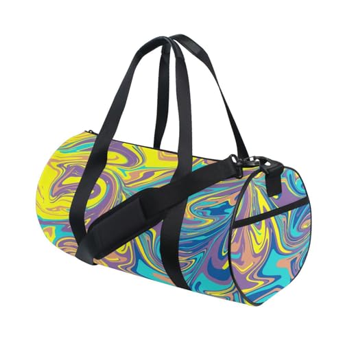 LI ZHI XIN Large Duffelbag Reisetasche Eimerform Handtasche/Schulter for Unisex Damen Herren Gym Reisen Schwimmen Künstlerische Graffiti-Muster Gelb Lila Blau von LI ZHI XIN