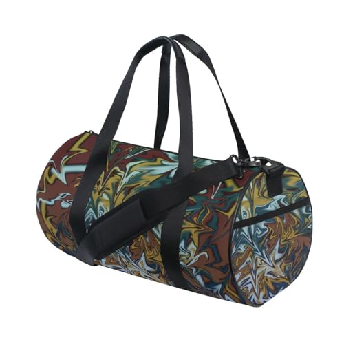 LI ZHI XIN Large Duffelbag Reisetasche Eimerform Handtasche/Schulter for Unisex Damen Herren Gym Reisen Schwimmen Künstlerische Graffiti-Muster Schwarz Braun von LI ZHI XIN