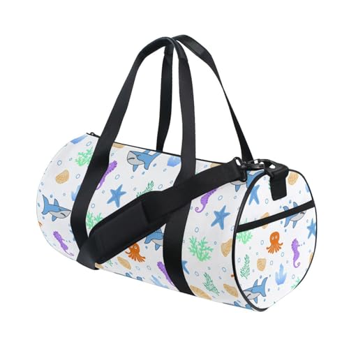 LI ZHI XIN Large Duffelbag Reisetasche Eimerform Handtasche/Schulter for Unisex Damen Herren Gym Reisen Schwimmen Ozean Haie Seepferdchen Seetang von LI ZHI XIN