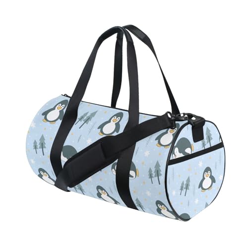 LI ZHI XIN Large Duffelbag Reisetasche Eimerform Handtasche/Schulter for Unisex Damen Herren Gym Reisen Schwimmen Pinguin-Schneeflocken von LI ZHI XIN