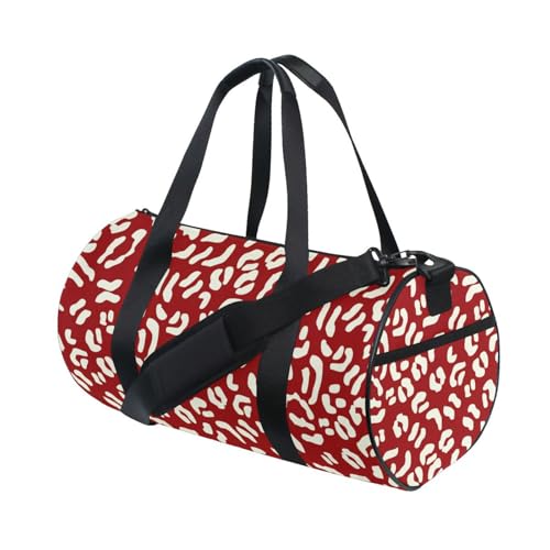 LI ZHI XIN Large Duffelbag Reisetasche Eimerform Handtasche/Schulter for Unisex Damen Herren Gym Reisen Schwimmen Rotes Leopardendruck-Muster von LI ZHI XIN