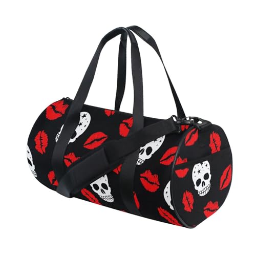 LI ZHI XIN Large Duffelbag Reisetasche Eimerform Handtasche/Schulter for Unisex Damen Herren Gym Reisen Schwimmen Skelett-Lippen-Muster von LI ZHI XIN